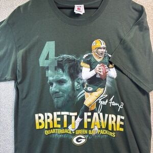 NFL Players Brett Favre Green Bay Packers T-Shirt Mens Large Green Graphic Tee